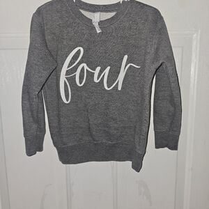 Gray “Four” Birthday Sweatshirt – Toddler Size 4T